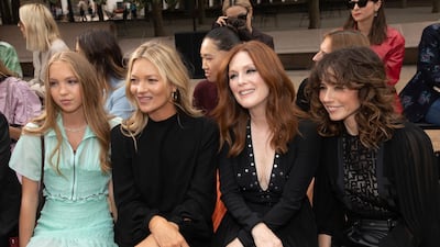 Lila Grace Moss Hack, Kate Moss, Julianne Moore and Linda Cardellini attend the Longchamp show during New York Fashion Week on September 7, 2019. AP
