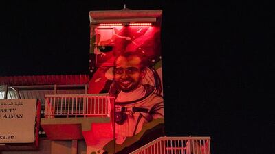 A stairway in Sharjah turns red ahead of the arrival of the Hope Probe.