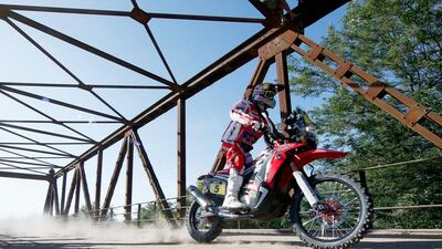 Helder Rodrigues of Portugal riding for Team HRC on a Honda during the first stage of the 2015 Dakar Rally on Sunday. Dean Mouhtaropoulos / Getty Images