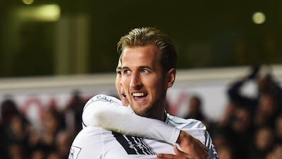 Harry Kane of Tottenham Hotspur celebrates scoring his team’s third goal in the Spurs’ 4-1 win over West Ham United at White Hart Lane. Shaun Botterill / Getty Images