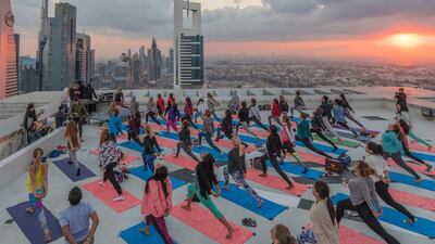 Rooftop yoga with Four Points by Sheraton. Courtesy of Four Points