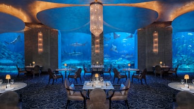 Award-winning Ossiano is located 10 metres below the Atlantis aquarium. Photo: Atlantis The Palm
