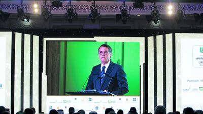 Jair Bolsonaro, president of Brazil, attends the UAE-Brazil Business Forum. Reem Mohammed / The National