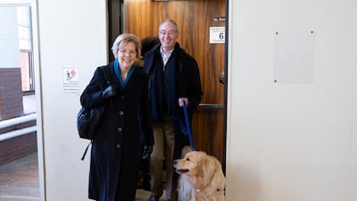 Democratic United States Senator Elizabeth Warren arrives with her husband Bruce Mann to Everett Mills where she announced her candidacy for the 2020 Democratic presidential nomination. EPA