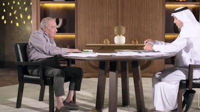 Dr Muhammad Shahrour appears on the television show La’alahum Ya'qilun. Courtesy Abu Dhabi Media