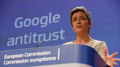 EU Commissioner for Competition Margrethe Vestager. Google has been fined over 'illegal restrictions on the use of Android.' EPA