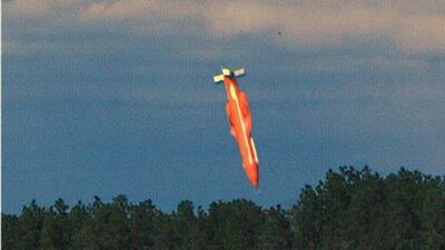 The GBU 43B Massive ordnance Air Blast bomb, or Moab, moments before effect during a test on March 11, 2003. The largest non-nuclear bomb in existence was used for the first time in combat by US forces against ISIL in Nangarhar province, Afghanistan. AFP