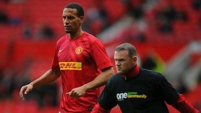Rio Ferdinand, left, did not wear the Kick It Out T-shirt in the Premier League weekend, which annoyed Alex Ferguson, his manager at Manchester United. Michael Regan / Getty Images