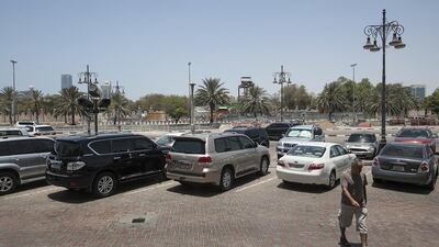 One car for each slot is not always the way in the capital’s car parks, including Khalidayah Mall, above. Mona Al Marzooqi / The National