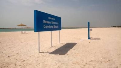 The new Corniche beach in Abu Dhabi will eventually have showers, change rooms and sporting facilities. Christopher Pike / The National