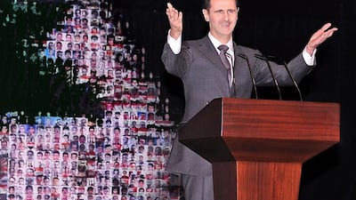 Syrian president Bashar Al Assad delivering a speech in Damascus EPA / SANA