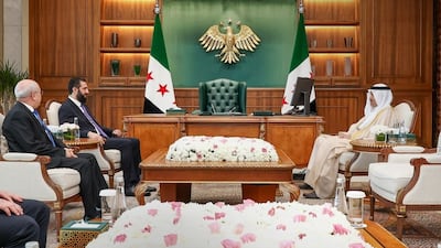 Syrian President Ahmad Al Shara met Saudi Transport Minister Saleh Al Jasser in Damascus. Sana