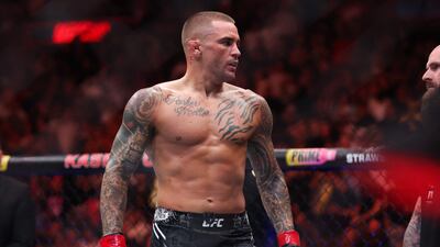 Dustin Poirier after defeating Benoit Saint Denis by second-round knockout. AFP