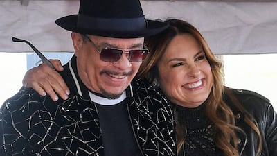 US actress Mariska Hargitay embraces Ice-T after giving remarks honouring the star. AFP
