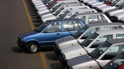Maruti 800 (796cc) cars are parked at the sales and dispatch area at the factory of Maruti Udhyog Limited (MUL) in Gurgaon, Haryana. India's Maruti Suzuki said on February 8, 2014 it had halted production of its iconic first small car, the Maruti 800, which revolutionised road transport for millions of Indians. Prakash Singh/AFP Photo