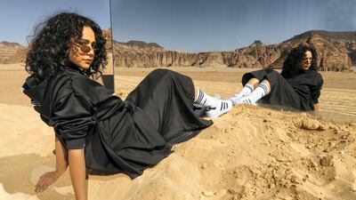 Alaa Balky features in a new Adidas Originals campaign, shot in Al Ula, Saudi Arabia. Courtesy Adidas