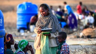 Refugees living in a camp in Sudan after fleeing violence in Tigray.