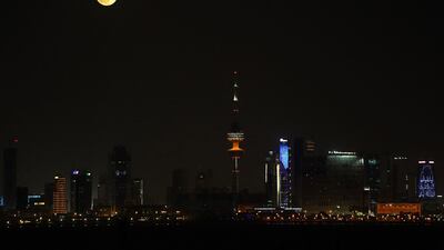 Above the Liberation Tower in Kuwait City. AFP