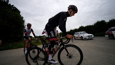 Tadej Pogacar during a training ride in Brest ahead of the start of the Tour de France. AP