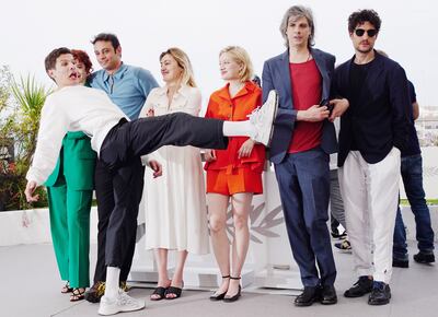 The cast and crew of 'Forever Young (Les Amandiers)' attend a photocall during the 75th Cannes Film Festival on May 23. EPA