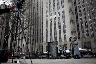 Members of the media outside the Manhattan Criminal Court after former US president Donald Trump's indictment by a jury. Reuters