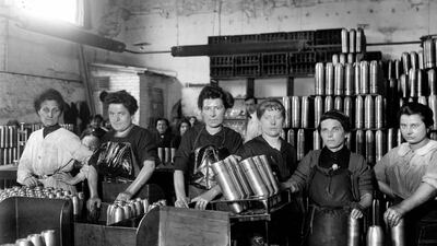 Women working in an ammunition factory in the First World War. Maurice-Louis Branger / Roger Viollet / Getty Images / 1914-18