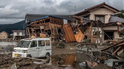 A house is in ruins after being hit by Typhoon Hagibis in Hoyasu near Nagano, Japan. Japan has mobilised over 100,000 rescue workers after Typhoon Hagibis, the most powerful storm in decades, swept across the country killing 66 people and leaving thousands injured and homeless. Getty Images