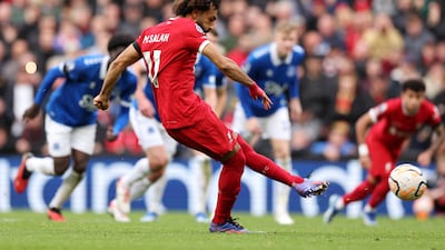 Mohamed Salah scores from the spot. Getty