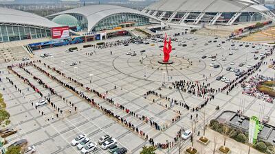 People queueing to undergo Covid-19 tests in Nantong, in China's eastern Jiangsu province. AFP