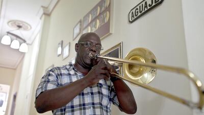 Jesus Aguaje Ramos of the Cuban band Buena Vista Social Club at his home in Havana. Franklin Reyes / AP Photo