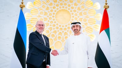 Sheikh Abdullah met the President of Estonia, Alar Karis, at Expo 2020 Dubai on Tuesday. Image: Wam