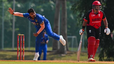 Haider Ali took six wickets for UAE against Hong Kong. Photo: Asian Cricket Council