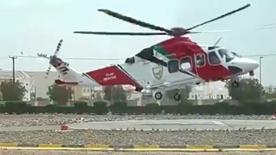 An Emirati woman was flown back to the UAE for treatment after being injured in a road accident in Oman. Photo: UAE National Guard Command