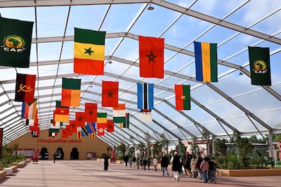 Visitors at the fan zone in Marrakech city during the Afcon. AFP