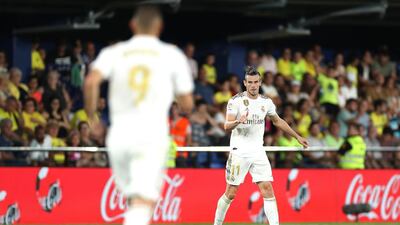 Gareth Bale of Real Madrid celebrates after scoring his sides second goal during the Liga match between Villarreal CF and Real Madrid CF at Estadio de la Ceramica on September. Getty Images