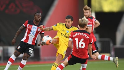 Arsenal midfielder Dani Ceballos controls the ball. AFP