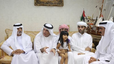 Sheikh Saud bin Saqr, Ruler of Ras al-Khaimah, offered condolences to families of First Corporals Khalid Al Shehhi and Fahim Al Habsi, who died in Yemen. Sheikh Saud was accompanied by Sheikh Nahyan bin Mubarak, Minister of Culture, Youth and Community Development as he visited the family members of the two soldiers to offer his condolences. WAM