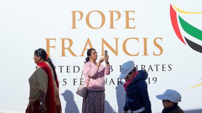 Catholics attend the first Mass carried out by a Pope on the Arabian Peninsula. Reem Mohammed / The National