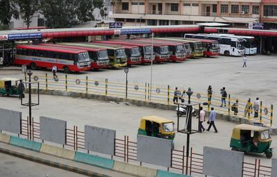 City bus station during a nation-wide strike in Bangalore, India. EPA