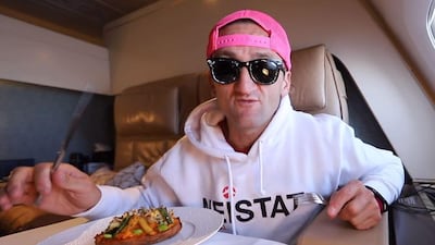 Casey Neistat was in Abu Dhabi for the F1 and flew home on Etihad's The Residence. The YouTube star has over 11.6 million subscribers on the channel. Courtesy: YouTube / Casey Neistat