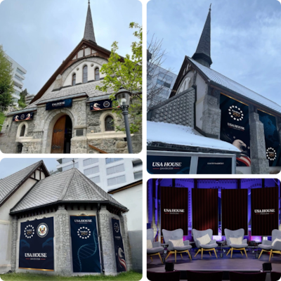 The US will have a presence at The Sanctuary, near the World Economic Forum's main venue in Davos. Photo: USA250Davos.com