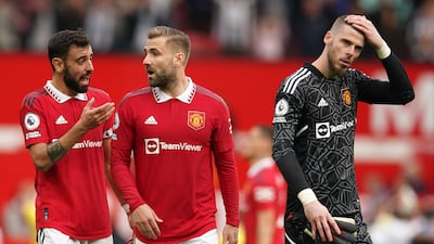 Manchester United defender Luke Shaw, centre, said the changing room was a quiet place following Sunday's 0-0 draw with Newcastle United. AP