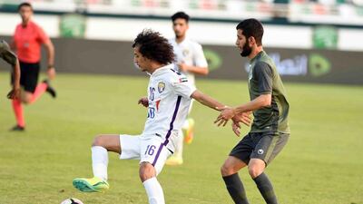Mohammed Abdulrahman, left, played in Al Ain's 3-2 defeat to Emirates on Thursday, January 17, 2017. Courtesy Arshad Khan