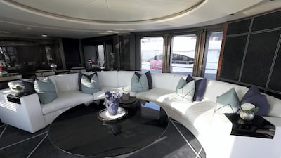 Inside the 50-metre superyacht 'Rocket' - the biggest boat at this year's Dubai International Boat Show. Pawan Singh / The National