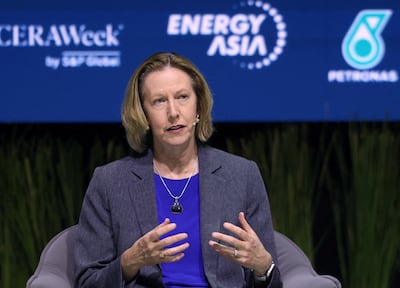Meg O’Neill speaks at an energy conference in Kuala Lumpur, Malaysia, in June. Reuters