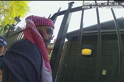 Abdullah Sabah Albadri being detained outside the Israeli embassy. Photo: Metropolitan Police