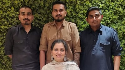 Karachi-born Aaliya Siraj with her sons, who are Indian citizens born in Dubai. Photo: Pasha family