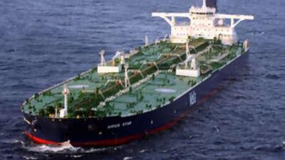 The Liberian-flagged oil tanker MV Sirius Star at anchor off the coast of Somalia.