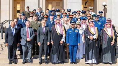 Defence delegations from Saudi Arabia and the US assemble after a meeting of the US-Saudi Strategic Joint Planning Committee in Washington. Photo: SPA