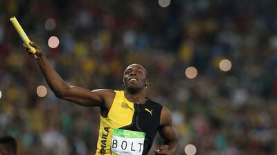 Jamaica's Usain Bolt celebrates winning the gold medal in the men's 4x100m relay on Friday night. Lee Jin-man / AP Photo / August 19, 2016